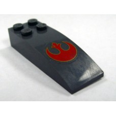 Part 44126pb002 Dark Bluish Gray Slope, Curved 6 x 2 with SW Rebel Logo Pattern (Sticker) - Set 7668 